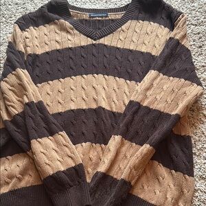 Brandy Melville Brown and Tan Striped Sweater